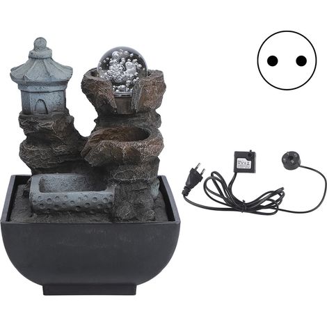 Fontaine eau LED résine – décoration bureau maison – Type 9111 – prise EU 220V
