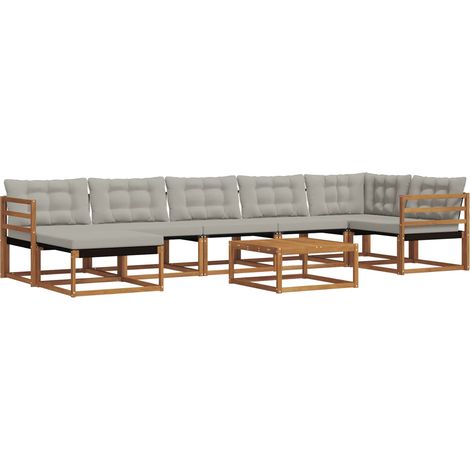 Conjunto de sofás de exterior 8 pcs Gris Natural y Claro vidaXL (1/5)