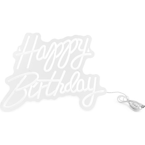 Neon-LED – Alles Gute zum Geburtstag, weiß