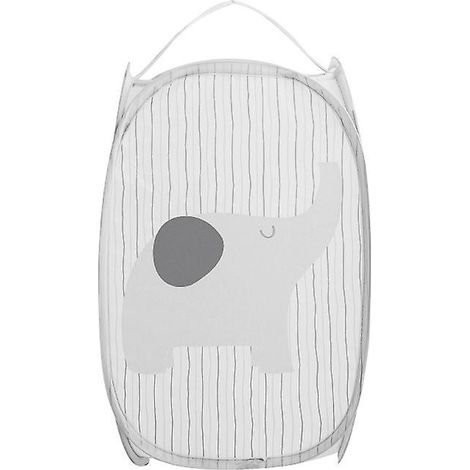 Zusammenklappbarer Wäschekorb, tragbarer Wäschekorb aus Netzgewebe für Kleidung und Spielzeug (Grauer Elefant), 1 Stück