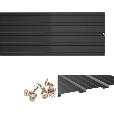 Láminas de techo onduladas, resistentes a la intemperie, construcción duradera, color negro. (1/2)
