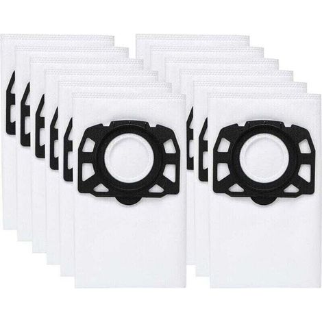 Lot de 12 sacs filtrants KFI 487, accessoire pour aspirateur Kärcher WD4, WD5, WD6, MV4, MV5, MV6, WD4.000, WD5.999, 2.863-006.0 (1/4)