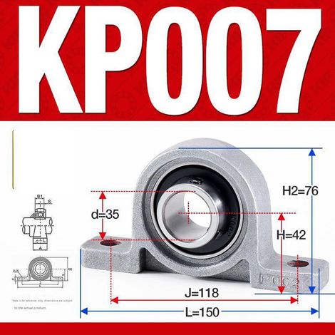 Satz mit 4 KP007 Stehlagern aus Zinklegierung – Vertikale Lagerstütze, 35 mm Innenbohrung, für Maschinen und Getriebe, Silber
