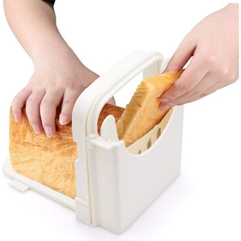 Trancheuse à pain pliable - Épaisseur réglable - Pour pain, rôti, sandwich, pain - Blanc