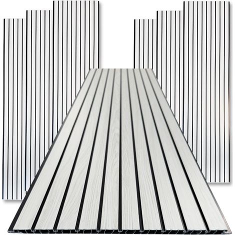 Pannello in PVC con Doghe effetto Legno Rivestimento Murale colore Bianco 30x120 conf 10 Pezzi Bianco (1/5)