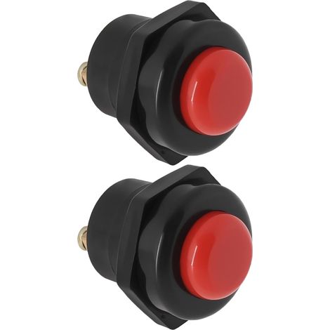 2X Interrupteurs à Bouton-Poussoir pour Voiture 12 V 25 A Interrupteur de Klaxon Bouton-Poussoir Momentané Pièce de Rechange Trou de Montage de 22 Mm Interrupteur de Démarrage Rouge (1/5)