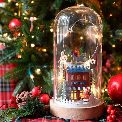 Cloche en verre décoration de Noël lumineuse (1/3)