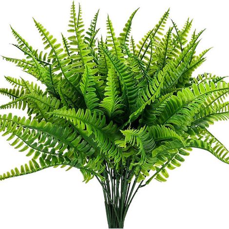 2 morceaux de fleurs artificielles et de plantes vertes, feuilles d'herbe persane à sept branches, fougères de Boston, fougères, murs végétaux à fleurs intérieurs et extérieurs (1/5)