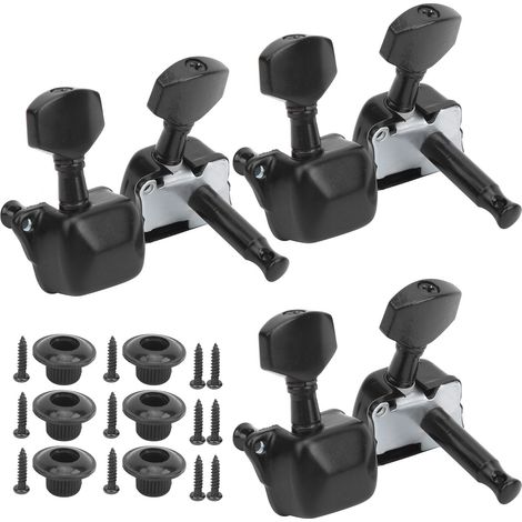 Clés de réglage pour guitare électrique semi-fermée, mécaniques noires, accessoire instrument, chevilles d'accordage, lot de 6 pièces pour guitare. (1/5)