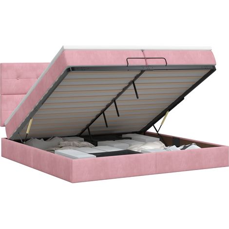 Maison Exclusive - Letto ottomano con materasso Rosa 200 x 200 cm Velluto (1/5)