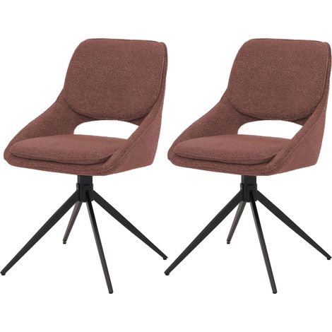 Lot de 2 chaises de salle à manger HWC-N73, chaise de cuisine, pivotante Auto-Return, tissu/textile Boucle (540g/m²) Oek (1/2)