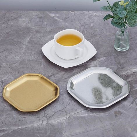 Assiette Carrée - Acier Inoxydable - 15x15 Cm - Pour Entrées Desserts Sushis - Set De 4 (1/5)