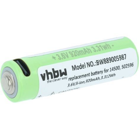 vhbw batteria sostituisce Ledlenser 502596 per torcia, lampada da elmetto (920mAh, 3,6V, Li-Ion)