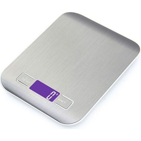 Bilancia da cucina elettronica - 5 kg/1 grammo - Acciaio inossidabile - Display LCD - Funzione tara - 4 unità di misura (1/4)