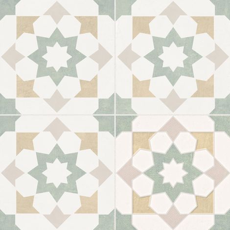 Carrelage effet Carreau ciment Rovano Vert 22,3x22,3x0,9 cm Elior - Sol et mur intérieur (vendu par carton de 0,65 m²) - RO'MA CARRELAGE