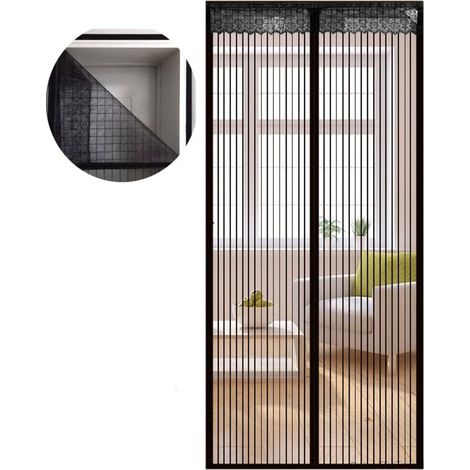 Moustiquaire Porte Magnétique Bande adhésives Moustiquaire Sur Mesure de Porte Rideau de Porte Antimoustique Pour Couloirs Portes Patio 100x200cm Noir