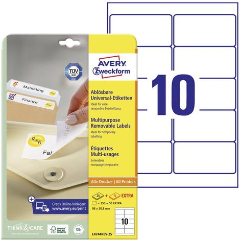 Avery L4744REV-25 etichetta per stampante Bianco Etichetta per stampante autoadesiva (1/5)