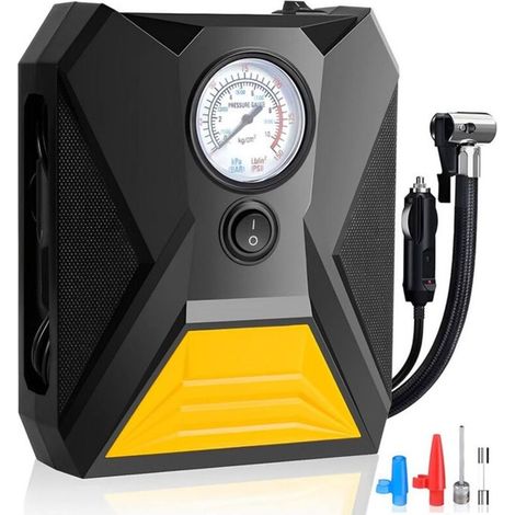 Gonfleur de Pneus Voiture,12V Mini Compresseur d\\'Air Portable,Pompe à Pneu électrique avec Manomètre et Lumière LED (1/4)