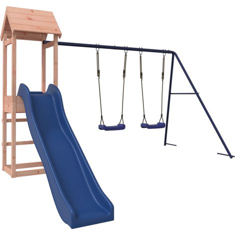 Aire de jeux d'extérieur balançoires toboggan portiques robuste jeux jardin 308 x 315 x 194 cm bois massif de douglas (1/5)