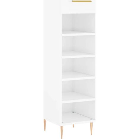 Armoire à chaussures moderne avec tiroir 30 x 35 x 105 cm en bois blanc brillant (1/5)