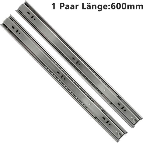 Wolketon 1 Paar (2 Stück) Vollauszüge 600 mm mit Selbsteinzug 35 Kg Tragkraft Teleskopschiene Schubladenschiene Langlebig