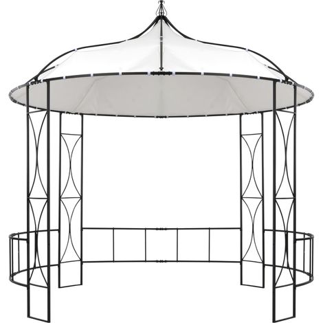 Tonnelle Barnum de Jardin, Pavillon, Pergola, Tente de jardin, 300 x 290 cm Blanc Rond OIB6416E (1/5)
