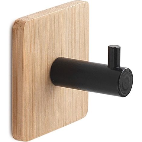 Appendiabiti A Muro In Legno Di Bambu' E Metallo Nero Opaco