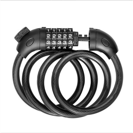 Noir Chaîne Antivol Vélo 120 CM, Serrure de câble pour Vélos, Motos, Trotinette Electrique