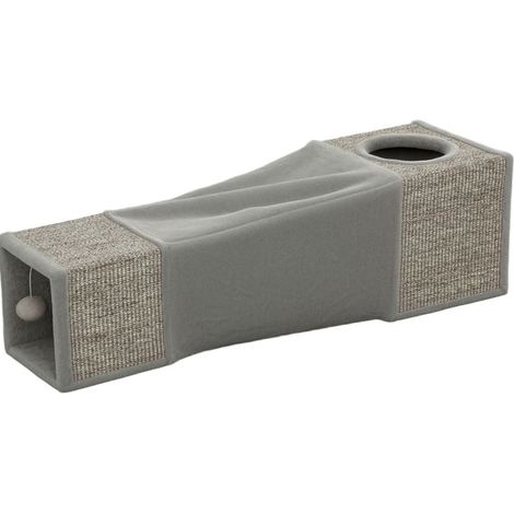 Túnel para gatos con 2 cuevas y pelota, plegable de sisal y poliéster, 98x30x30 cm (1/5)