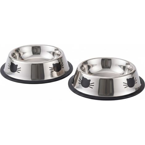 2 accesorios para mascotas combinados con cuencos, cuencos de acero inoxidable para gatos, cuencos antideslizantes para perros (1/5)
