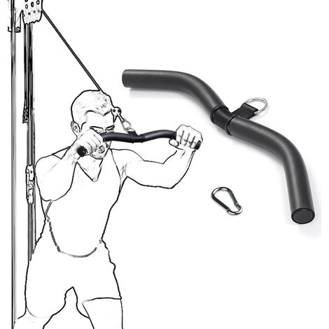 Gerade Kabelstange 40 cm mit rutschfesten Griffen bis 150 kg – Lat-Zugstange – Bizeps-Trizeps-Stange