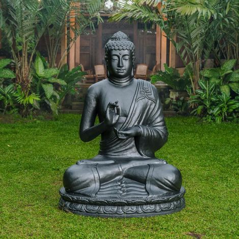 Statue de bouddha assis noir 150cm (1/5)