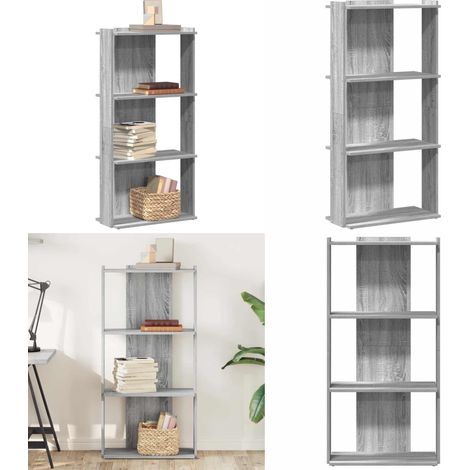 vidaXL Bücherregal 3 Böden Grau Sonoma 60x30x120 cm Holzwerkstoff (1/5)