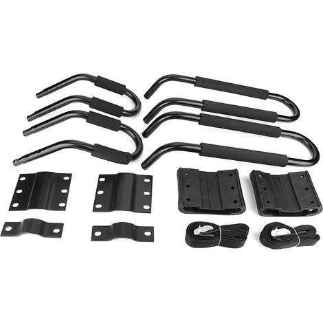 Support de toit pour kayak, canoë, planche de surf et ski - Barres de fixation pour voiture, SUV, coffre de toit, kit de montage (1/3)