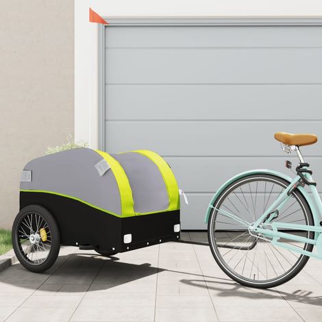 Remolque para bicicleta hierro negro y verde 45 kg vidaXL