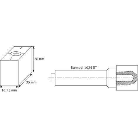 Schweißkraft Ersatz-Kohle 90“, gebohrt mit M 10 Gewinde für Stempel 1025 ST, 1231026AG (1/2)