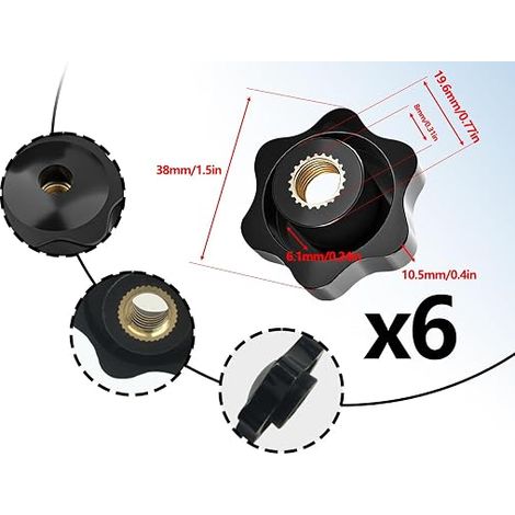 M8 Star Handle Nuts, Brass Wing Nuts, Internal Thread Knurled Nuts, Star Head Nut Tightening Knob, Knurled Handle Nuts, Knurled Thread Nuts (1/4)