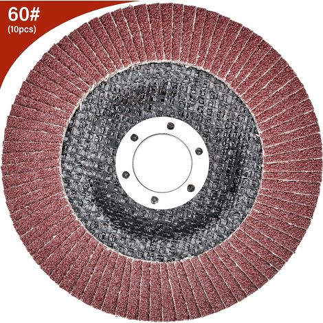 10 discos de láminas de Ø 125 mm x 22 mm, grano 60. Discos abrasivos para desbarbar, eliminar óxido, pulir y dar acabado. (1/5)