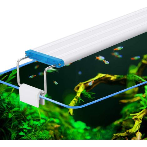 Applicable Aquarium De Capot D'éclairage Aquarium avec Lumière Extendable Supports, LED Aquarium Plantée Lampe Clip, Blanc Et Bleu LED pour Frais Et d'eau Salée