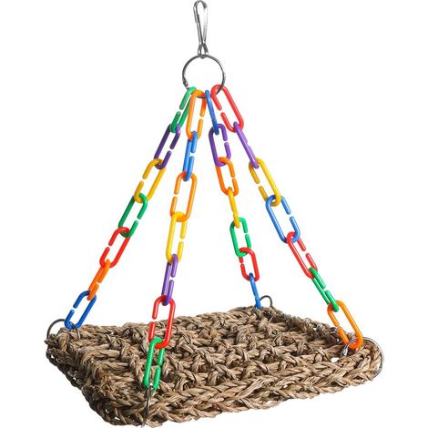 Hamac confortable pour oiseaux — Perchoir balançoire tissé — Petite aire de jeux pour perroquets et canaris — Accessoire de cage durable (1/5)