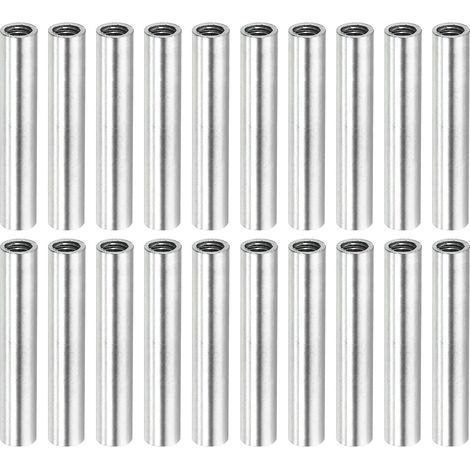 sourcing map Manchon Filetée Rond Écrou Accouplement M4x0.7mm Femelle Filetage 30mm Raccorder Tige Barre Goujon Tube Écrou Connecteur pour Rallonger, Argenté Paquet de 20 (1/5)