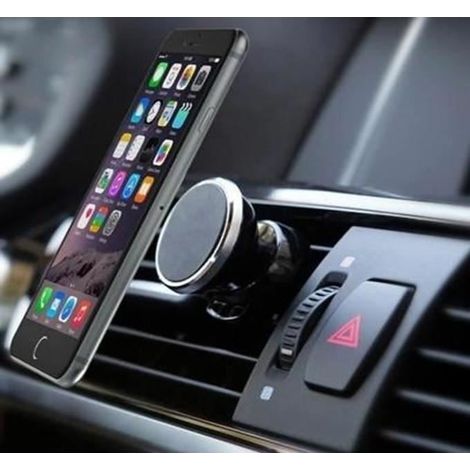 Magnetische Autohalterung für Smartphones, schwarzer Magnet, universeller 360°-Drehventilator (1/4)
