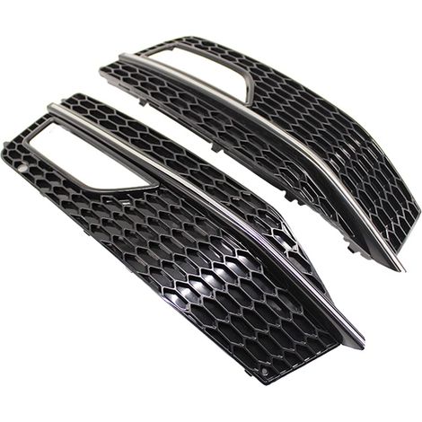 Stoßstange Nebelscheinwerfer Lampenabdeckung Gitter Gitter Chrom Schwarz Für Audi A4 B8.5 S-Line S4 2013 2014 2015 (1/5)