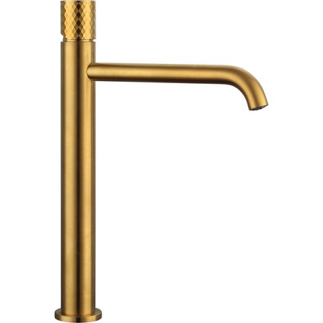 Grifo de Lavabo de Caño Alto  Modelo HELIOS  Fabricado en Oro PVD  Monomando  Acabado en Oro Pvd (1/2)