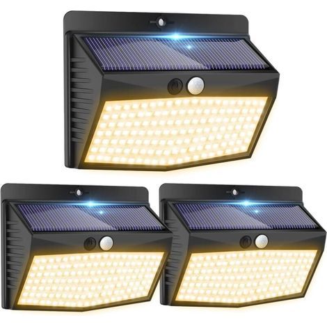 Warm White Outdoor Solar Lights [3 Pack of 138 LEDs] Wireless Outdoor Solar Lights with 3 Modes, Motion Sensor, Waterproof Solar Outdoor Lighting for Garden Decor (1/5)