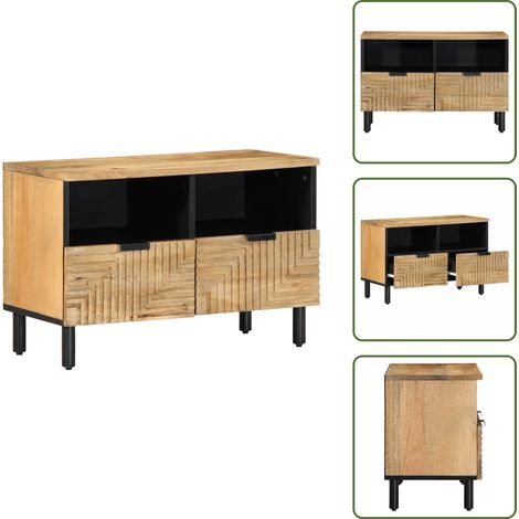 Mobile in Legno - vidaXL Mobile Porta TV Marrone 70x33x46 cm in Legno Massello di Mango - Mobile in Acacia