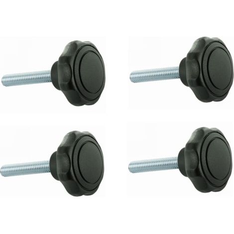 Confezione da 4 viti a testa bombata M8 x 30. Testa in plastica per una facile manipolazione. Gambo in acciaio zincato per una maggiore durata. Per attrezzature da giardinaggio.