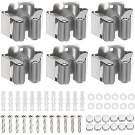 6 Pièces Porte Balai Mural, Porte Outils Mural, Support De Vadrouille, pour Salle De Bain Cuisine Bureau Placard Jardin Garage (1/5)