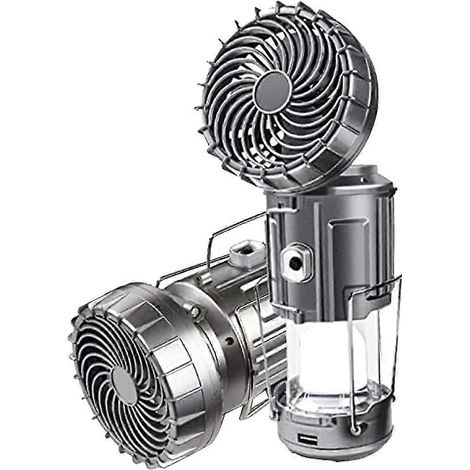 Ventilateur solaire de camping avec lumières LED, lampe solaire portable pour tente, lanterne adaptée aux ouragans/activités de plein air/climatisation (1/5)