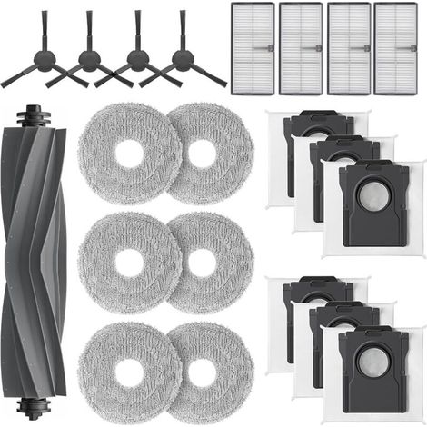 Lot de 21 Pièces pour Aspirateur Robot : Brosse Centrale, Filtres HEPA, Sacs à Poussière, Lingettes Nettoyage et Brosses Latérales (1/4)